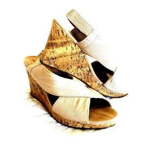 George Espadrille Sandals Cork Heel Wedge Canvas 9 29 Womens Sling Back Festival